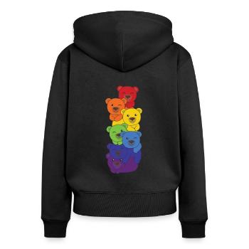 Rainbow Bear Mignon Ours coloré pour les enfants - Sweat à capuche zippé Premium bio Femme - noir - Dos - Julia (174cm)