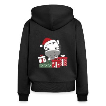 Zebra Weihnachten Geschenk Winter Tiere Zebra - Frauen Premium Bio Zip Hoodie - Schwarz - Hinten - Julia (174cm)