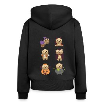 Otter Halloween Teufel Kürbis Vampier Kostüm - Frauen Premium Bio Zip Hoodie - Schwarz - Hinten - Julia (174cm)