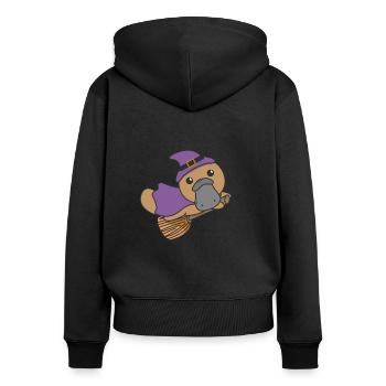 Platypus Halloween Witch Kids Witches Costume - Women's Premium Organic Zip Hoodie - black - Back - Julia (174cm)