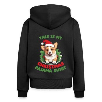 Corgi Pyjamas de Noël Chiens - Sweat à capuche zippé Premium bio Femme - noir - Dos - Julia (174cm)