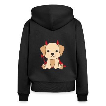 Labrador Happy Halloween Devil Costume - Women's Premium Organic Zip Hoodie - black - Back - Julia (174cm)