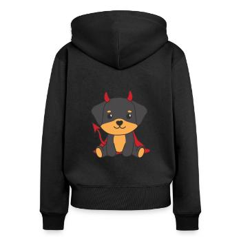 Rottweiler Happy Halloween Devil Costume - Women's Premium Organic Zip Hoodie - black - Back - Julia (174cm)