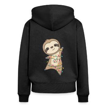 Faultier Weihnachten Weihnachtstiere süße Faultier - Frauen Premium Bio Zip Hoodie - Schwarz - Hinten - Julia (174cm)