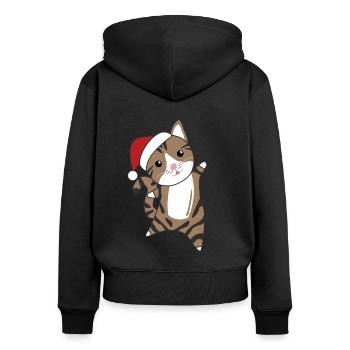 Katze Weihnachten Schnee Winter Tiere Katzen - Frauen Premium Bio Zip Hoodie - Schwarz - Hinten - Julia (174cm)
