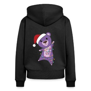 Ours Noël Hiver Animaux Ours - Sweat à capuche zippé Premium bio Femme - noir - Dos - Julia (174cm)