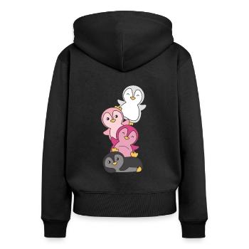 transfem Flag Pride LGBTQ süße Pinguin - Frauen Premium Bio Zip Hoodie - Schwarz - Hinten - Julia (174cm)