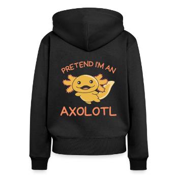 Stell dir vor ich bin ein Axolotl Halloween - Frauen Premium Bio Zip Hoodie - Schwarz - Hinten - Julia (174cm)