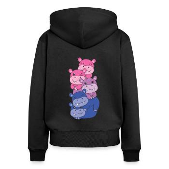 Bisexuel Drapeau Fierté LGBTQ Hippopotame mignon - Sweat à capuche zippé Premium bio Femme - noir - Dos - Julia (174cm)