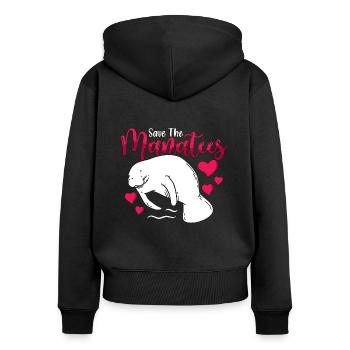 Dugong Sauver Les Lamantins Animaux Marins Vache De Mer - Sweat à capuche zippé Premium bio Femme - noir - Dos - Julia (174cm)
