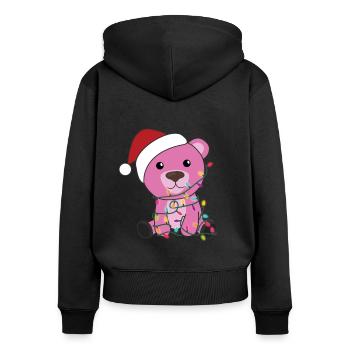 Ours Noël Hiver Animaux Ours - Sweat à capuche zippé Premium bio Femme - noir - Dos - Julia (174cm)