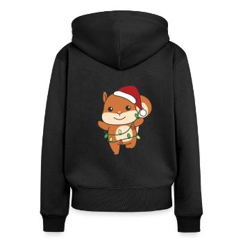 Squirrel, Christmas, Winter, Animals, Squirrel - Women's Premium Organic Zip Hoodie - black - Back - Julia (174cm)