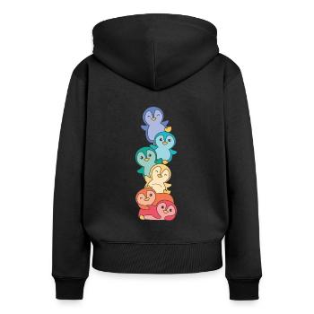 Regenbogen Pinguin süße bunte Pinguin für Kinder - Frauen Premium Bio Zip Hoodie - Schwarz - Hinten - Julia (174cm)