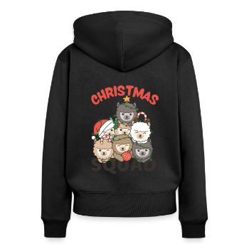 Alpaka Weihnachtsbaum Christmas Squad Alpakas - Frauen Premium Bio Zip Hoodie - Schwarz - Hinten - Julia (174cm)