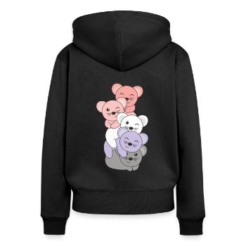 cupioromantic Flag Pride LGBTQ süße Maus - Frauen Premium Bio Zip Hoodie - Schwarz - Hinten - Julia (174cm)