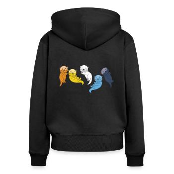 Aroace Flag Pride LGBTQ Cute Otter - Women's Premium Organic Zip Hoodie - black - Back - Julia (174cm)