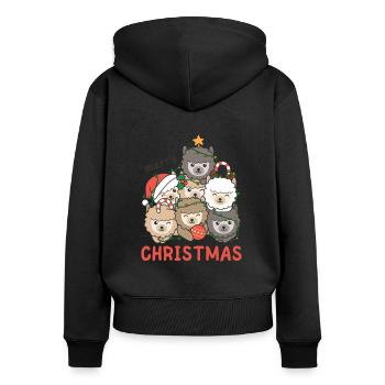 Sapin de Noël en alpaga Joyeux Noël - Sweat à capuche zippé Premium bio Femme - noir - Dos - Julia (174cm)