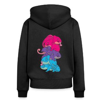 androgyn Flag Pride LGBTQ süße Chamäleon - Frauen Premium Bio Zip Hoodie - Schwarz - Hinten - Julia (174cm)