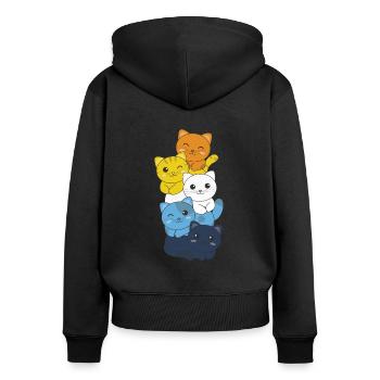 Aroace Flag Pride LGBTQ Mignon Chats Bouquet - Sweat à capuche zippé Premium bio Femme - noir - Dos - Julia (174cm)