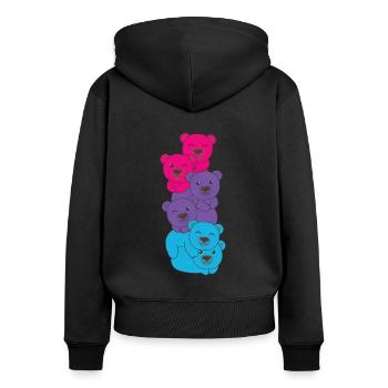 androgyn Flag Pride LGBTQ süße Bär - Frauen Premium Bio Zip Hoodie - Schwarz - Hinten - Julia (174cm)