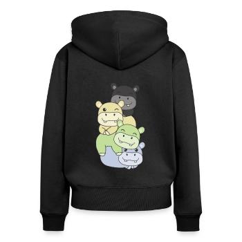 cassgender Flag Pride LGBTQ süße Hippo - Frauen Premium Bio Zip Hoodie - Schwarz - Hinten - Julia (174cm)