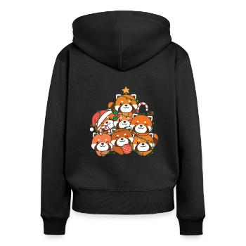 Roter Panda Weihnachtsbaum lustige Tier - Frauen Premium Bio Zip Hoodie - Schwarz - Hinten - Julia (174cm)