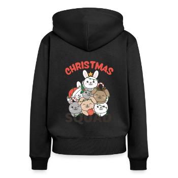 Hase Weihnachtsbaum Christmas Squad Hasen - Frauen Premium Bio Zip Hoodie - Schwarz - Hinten - Julia (174cm)
