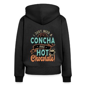 Conchas, j’ai juste besoin d’une concha et d’un pain de coquille sucré - Sweat à capuche zippé Premium bio Femme - noir - Dos - Julia (174cm)