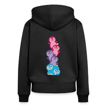 androgyn Flag Pride LGBTQ süße Pinguin - Frauen Premium Bio Zip Hoodie - Schwarz - Hinten - Julia (174cm)
