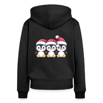 Pingouin Noël Animaux Pingouins mignons - Sweat à capuche zippé Premium bio Femme - noir - Dos - Julia (174cm)