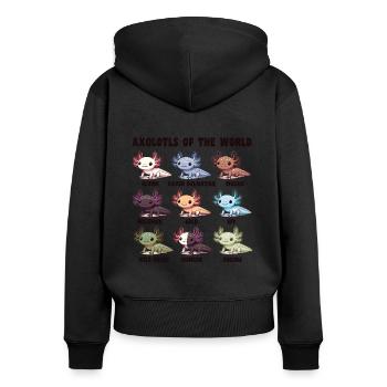 Axolotls du monde Animaux mignons Espèces d’axolotls - Sweat à capuche zippé Premium bio Femme - noir - Dos - Julia (174cm)