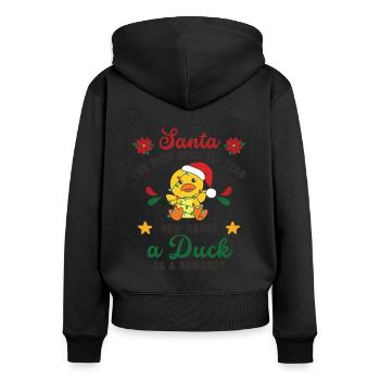 Je veux un canard pour Noël canards mignons - Sweat à capuche zippé Premium bio Femme - noir - Dos - Julia (174cm)