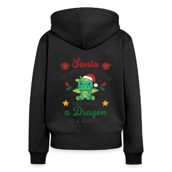 Je veux un dragon pour Noël doux dragons - Sweat à capuche zippé Premium bio Femme - noir - Dos - Julia (174cm)
