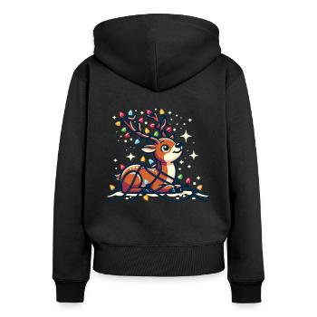Reh Weihnachten Winter Tiere Rehntier - Frauen Premium Bio Zip Hoodie - Schwarz - Hinten - Julia (174cm)