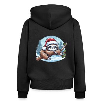 Faultier Weihnachten Winter Tiere Faultiere - Frauen Premium Bio Zip Hoodie - Schwarz - Hinten - Julia (174cm)