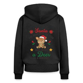 Ich will ein Reh zu Weihnachten süße Rehe - Frauen Premium Bio Zip Hoodie - Schwarz - Hinten - Julia (174cm)