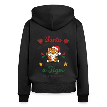 Je veux un tigre pour Noël tigre mignon - Sweat à capuche zippé Premium bio Femme - noir - Dos - Julia (174cm)