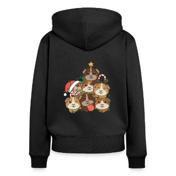 Cochon d’Inde arbre de Noël drôle Animal - Sweat à capuche zippé Premium bio Femme - noir - Dos - Julia (174cm)
