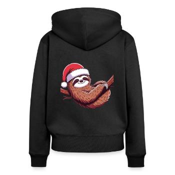 Faultier Weihnachten Winter Tiere Faultiere - Frauen Premium Bio Zip Hoodie - Schwarz - Hinten - Julia (174cm)