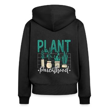 Plantes d’intérieur Plantes Parentalité Jardinage botanique - Sweat à capuche zippé Premium bio Femme - noir - Dos - Julia (174cm)