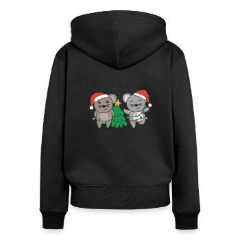Souris, Noël, Hiver, Animaux, Souris - Sweat à capuche zippé Premium bio Femme - noir - Dos - Julia (174cm)