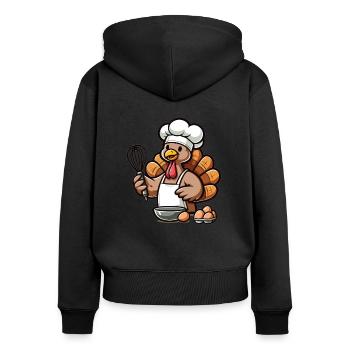 Thanksgiving Truthahn Koch - Frauen Premium Bio Zip Hoodie - Schwarz - Hinten - Julia (174cm)