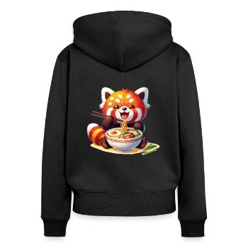 mignon panda roux mange des nouilles ramen pandas roux - Sweat à capuche zippé Premium bio Femme - noir - Dos - Julia (174cm)
