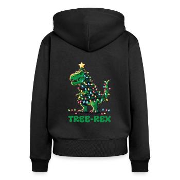 Tree-Rex lustiger Dinosaurier Wortspiel T-Rex - Frauen Premium Bio Zip Hoodie - Schwarz - Hinten - Julia (174cm)