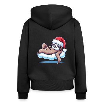 Faultier Weihnachten Winter Tiere Faultiere - Frauen Premium Bio Zip Hoodie - Schwarz - Hinten - Julia (174cm)