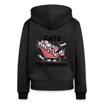 Weihnachtsmann mit Katzen schlitten – Cats for - Frauen Premium Bio Zip Hoodie - Schwarz - Hinten - Julia (174cm)
