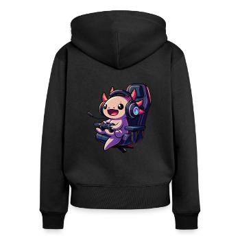 Gamesolotl lustiges Axolotl Wortspiel für Gamer - Frauen Premium Bio Zip Hoodie - Schwarz - Hinten - Julia (174cm)