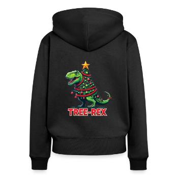 Tree-Rex lustiger Dinosaurier Wortspiel T-Rex - Frauen Premium Bio Zip Hoodie - Schwarz - Hinten - Julia (174cm)