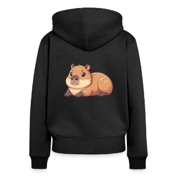 Capybara animaux mignons pour enfants manga capybaras - Sweat à capuche zippé Premium bio Femme - noir - Dos - Julia (174cm)