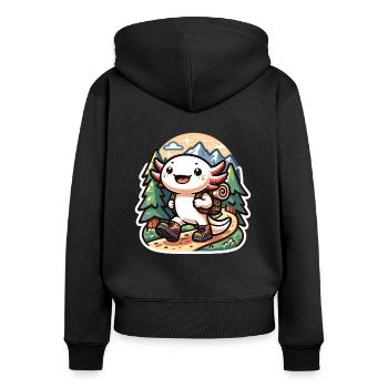 Sport Axolotls Berg Wandern Spiel Axolotl - Frauen Premium Bio Zip Hoodie - Schwarz - Hinten - Julia (174cm)